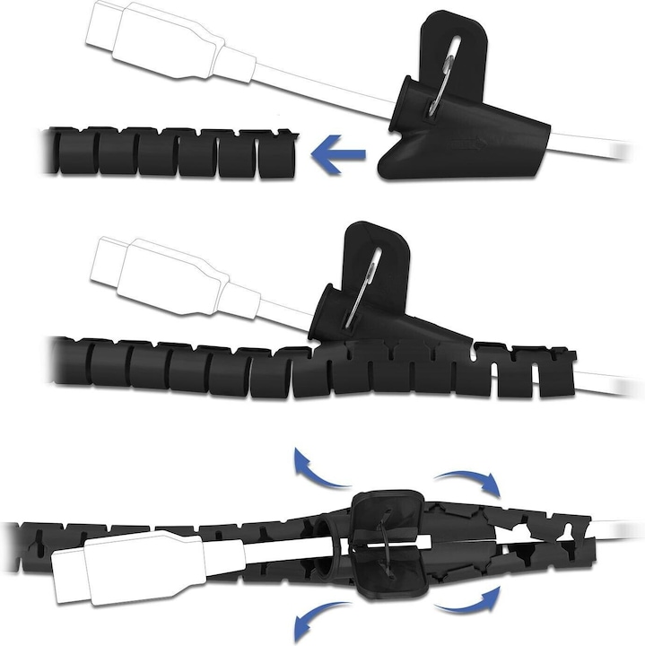 Actual product image Delock Spiral hose with retractable tool 2.5 m x 20 mm black (Cable spiral hose, 250 cm)