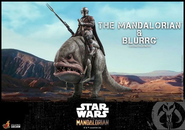 Actual product image Hot Toys Star Wars The Mandalorian Action Figure 2-Pack 1/6 The Mandalorian & Blurrg 37 cm
