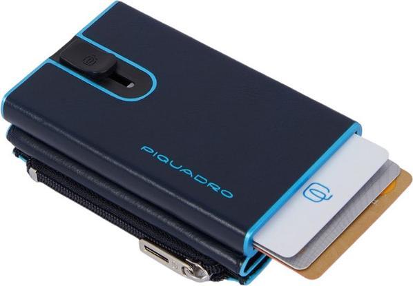 Actual product image Piquadro Blue Square - Compact wallet with sliding system and coin compartment