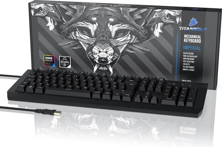 Produktbild Titanwolf Gaming Tastatur mechanische Tastatur „Imperial“ Deutsches-Layout / RGB LED Beleuchtung (Deutschland, Kabelgebunden)