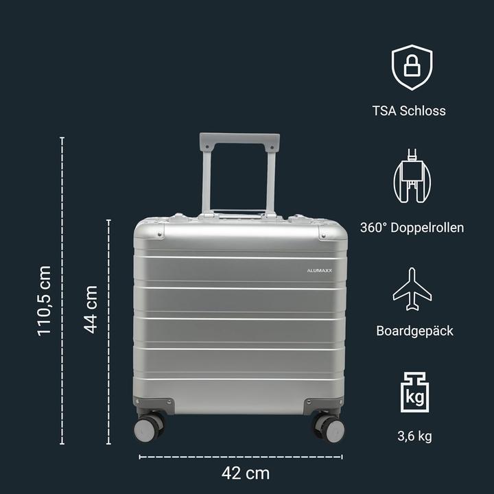 Image du produit Alumaxx Business Overnighttrolley, avec valise entièrement en alu, argenté (37 l)