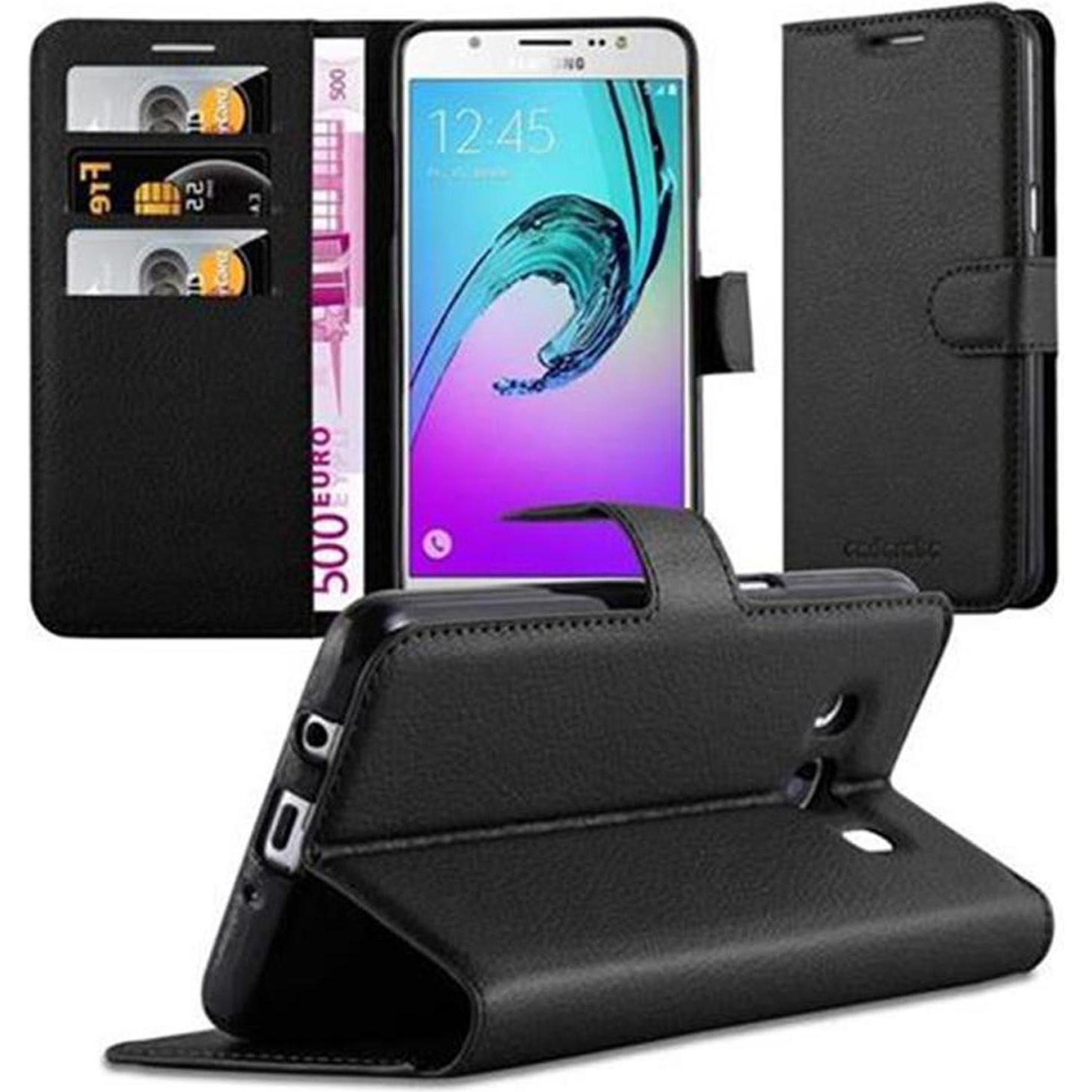 Cadorabo Book mit Standfunktion Cover (Samsung Galaxy J5 (2016)), Smartphone Hülle, Schwarz