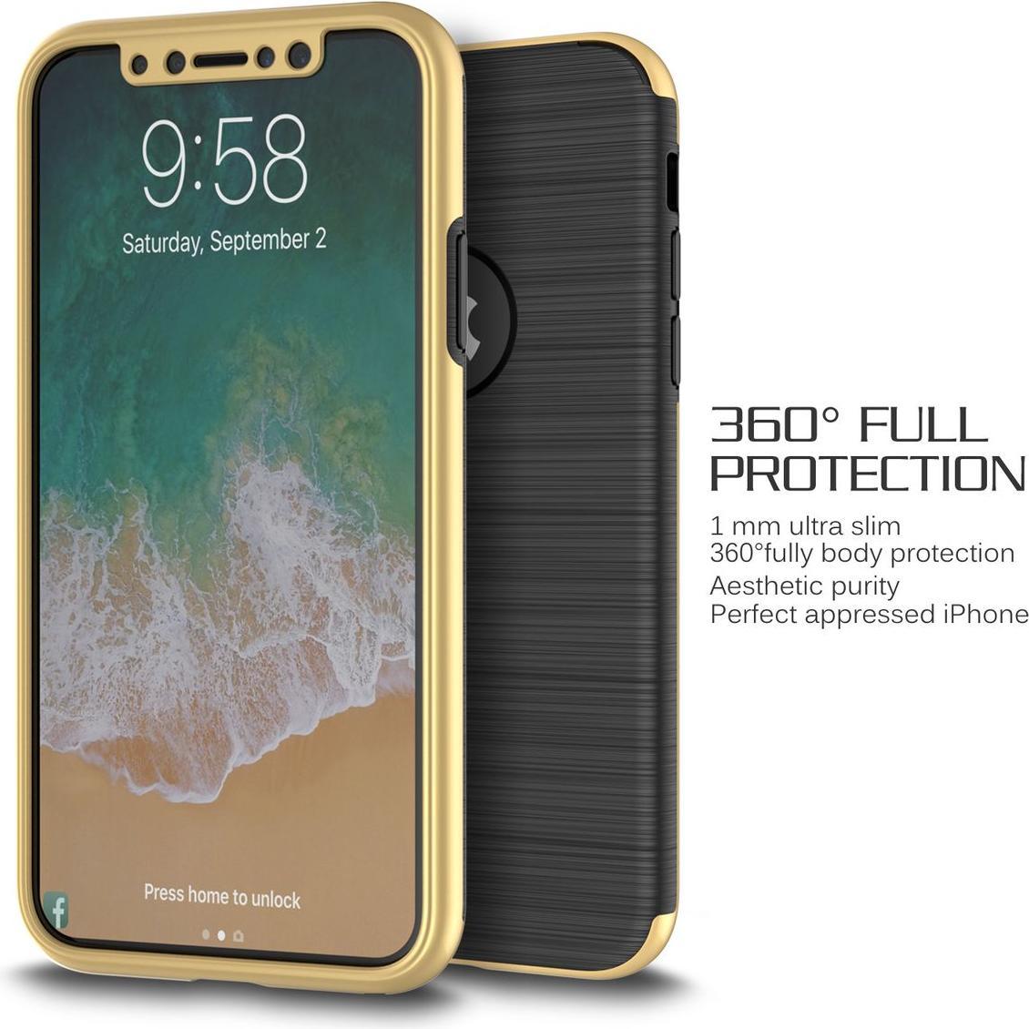 Thumbnail - König Design Apple iPhone X Hülle Case Handy Cover Schutz Tasche Schutzhülle Carbon Etui Gold (Apple iPhone X), Smartpho...