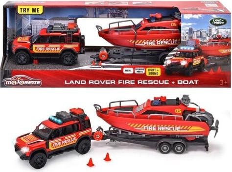 Produktbild Simba Majorette Grand Series Land Rover + Firefighter Boat, lights and sounds 34 cm, freewheel operation