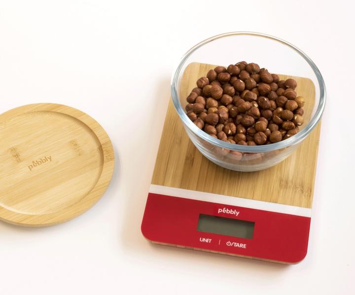 Immagine prodotto Pebbly Barattolo di vetro con coperchio di bambù, 0.77l, Ø15x8.2cm, rotondo (0.77 l)