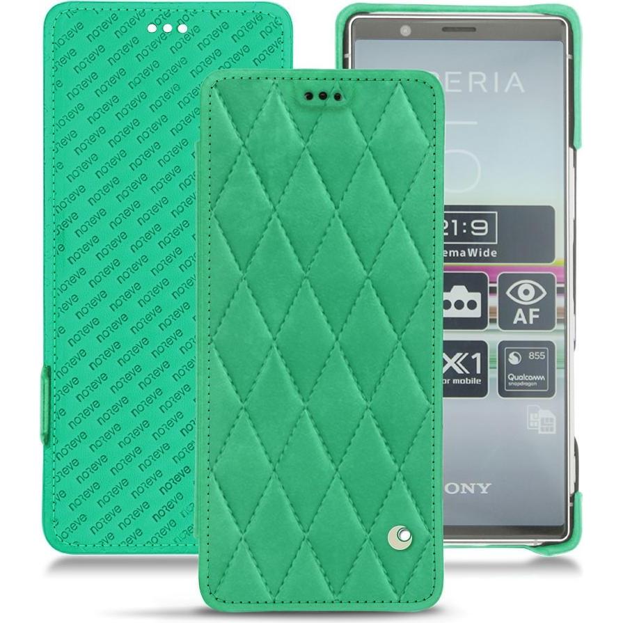 Noreve Lederschutzhülle horizontal (Sony Xperia 5), Smartphone Hülle, Grün
