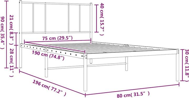 Image du produit vidaXL Bettgestell (75 x 190 cm)