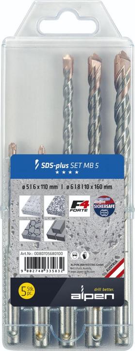 Produktbild Alpen Hammerbohrer-Satz (8 mm, 10 mm, 5 mm, 6 mm)