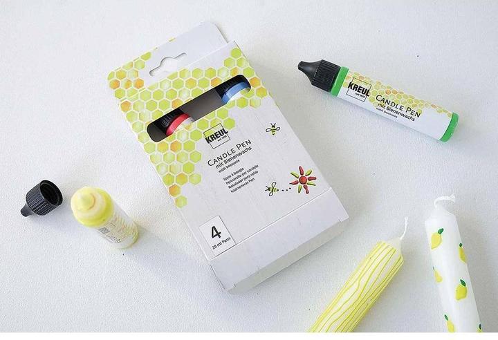 Image du produit Kreul Set de 4 stylos bougie, peinture à la cire (Bleu, Jaune, Green, Red, 116 ml)