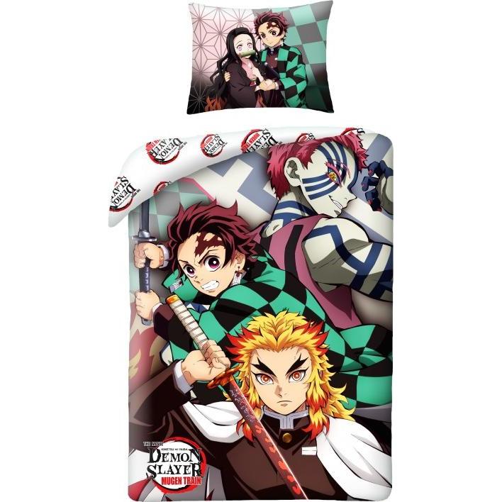 MCU, Kinderbettwäsche, Demon Slayer BettwÃ¤sche 140 x 200 cm - weiche Baumwolle - Kissen und Decke