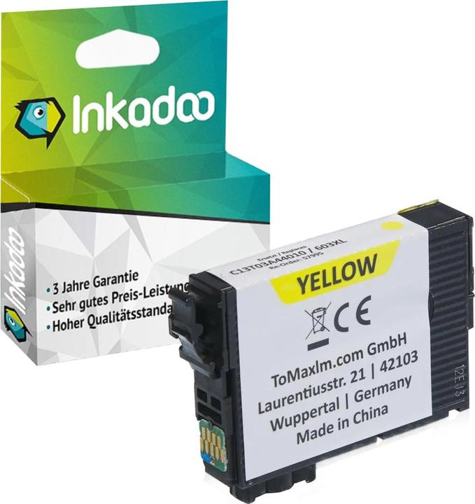 Produktbild Inkadoo Druckerpatronen kompatibel zu Epson C13T03A44010 / 603XL Tintenpatrone, gelb Gelb (Y)