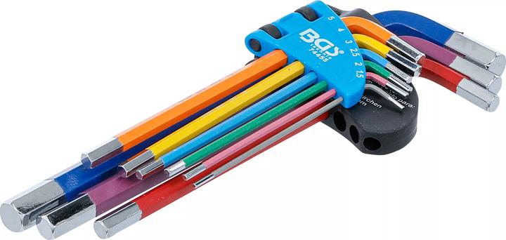 BGS Jeu de clés allen | multicolore | six pans femelle 1,5 - 10 mm | 9 pièces