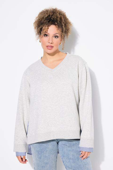Produktbild Ulla Popken 2-in-1-Sweatshirt, V-Ausschnitt, Langarm (42, 44)
