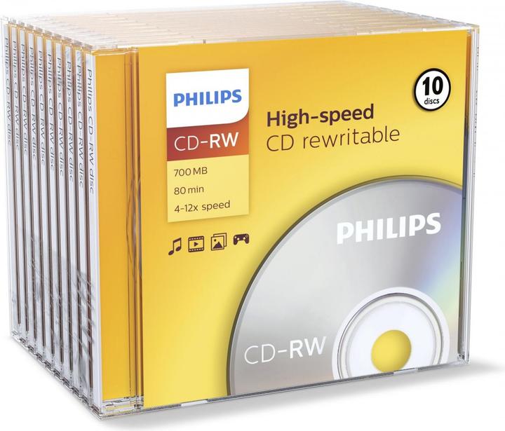 Produktbild Philips 1x10 CD-RW 80Min 700MB 4-12x JC (10 x)