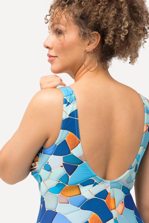 Image du produit Ulla Popken Maillot de bain à imprimé, sans bonnets souples, décolleté rond (50, 52)