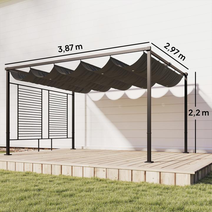 Immagine prodotto Outsunny Pergola Stahl, Polyester Dunkelgrau (387 cm, 297 cm)