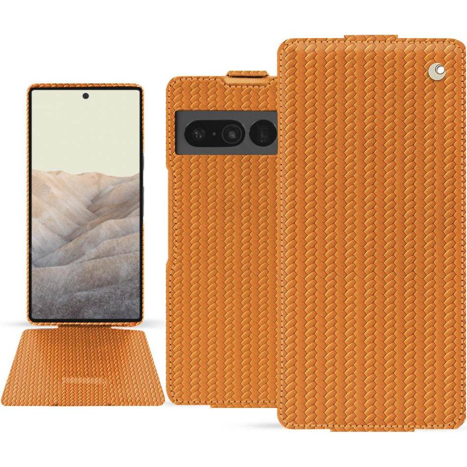 Noreve Lederschutzhülle vertikal (Google Pixel 7 Pro), Smartphone Hülle, Orange