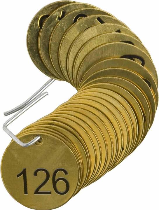 Produktbild Brady B-907, Ventilanhänger, geprägtes Messing, Durchmesser 38.10 mm, fortlaufende Nummerierung (1