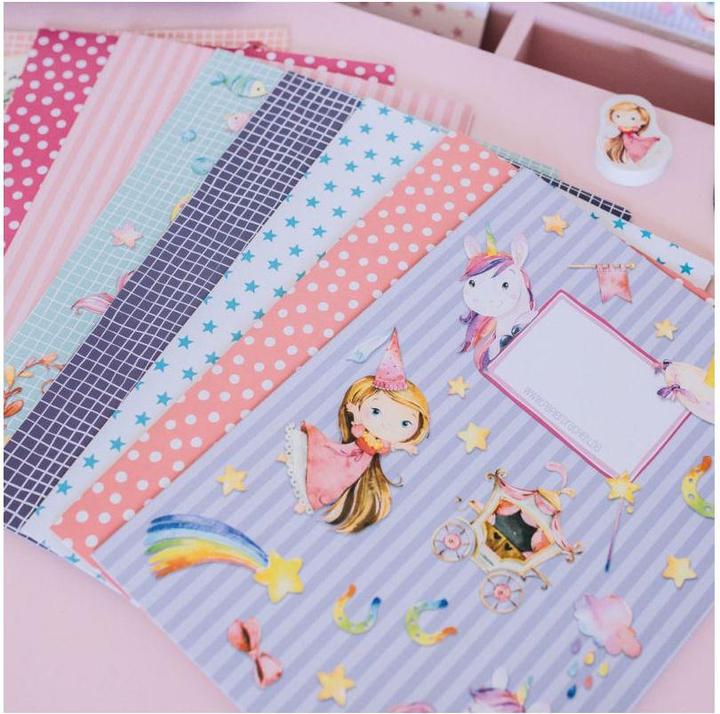 Papierdrachen 8er Set Heftumschläge - Unter Wasser + Einhorn - Set 4 (A4)