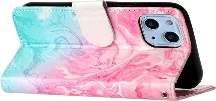 Produktbild Ueli Express iPhone 13 Mini Buch Etui Tasche mit Kartenfach Marmor Blau Pink (Apple iPhone 13 mini)