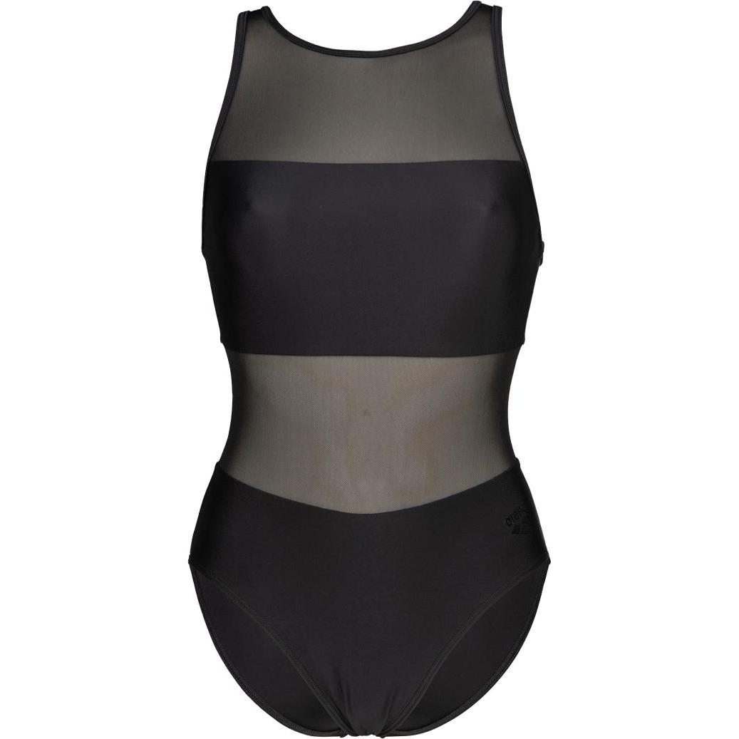 Arena, Damen, Badeanzug, Women's Mesh Panels Swimsuit Vent Back, Schwarz, (36)