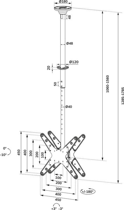 Immagine prodotto Neomounts Torna al soffitto dello schermo (Soffitto, 25 kg)