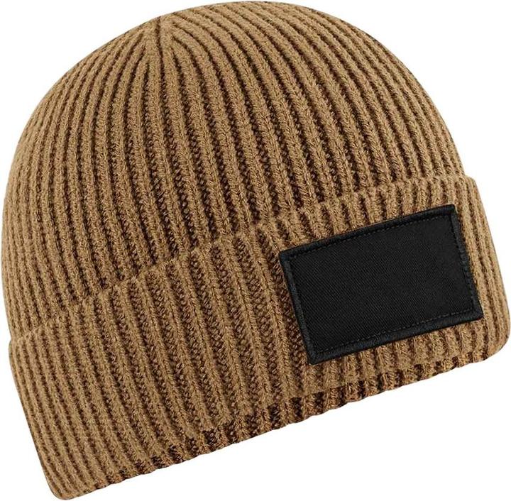Actual product image Beechfield Fashion Woven Patch Beanie