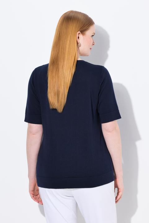 Image du produit Ulla Popken Pull twinset en coton Pima, col rond et manches courtes (42, 44)