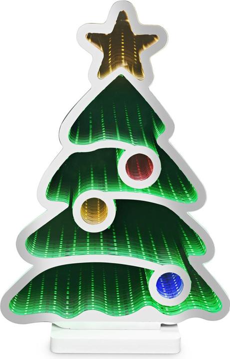 Idena LED Infinity Mirror Weihnachtsbaum 13x5,5x22cm batteriebetrieben
