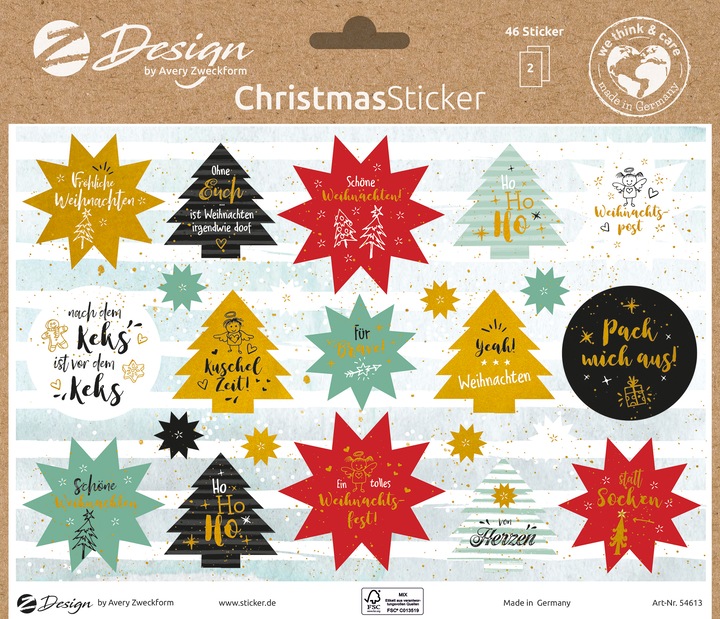 Actual product image Avery Christmas stickers