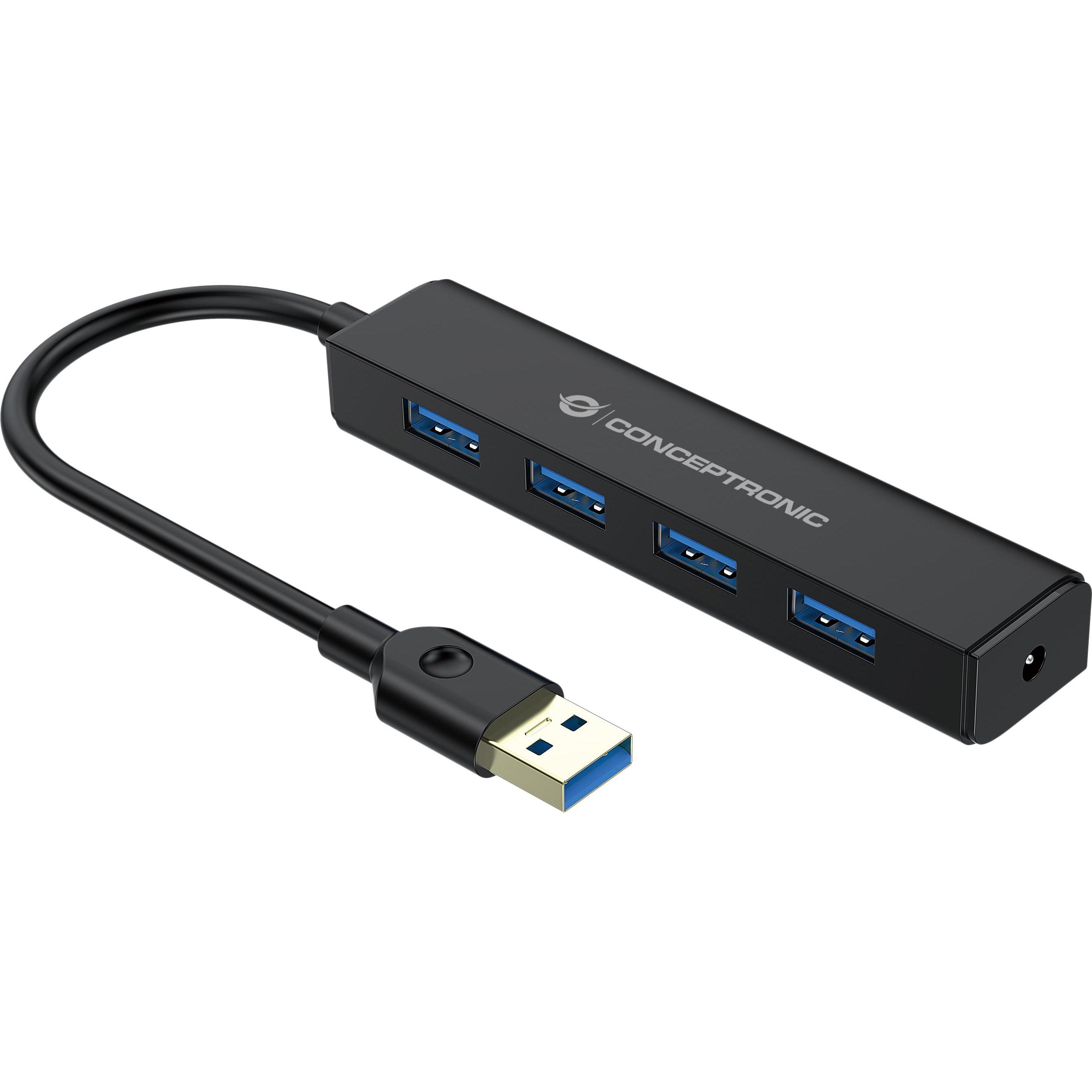 Thumbnail - Conceptronic C4PUSB3 (USB-C, 4 Ports), Dockingstation + USB Hub, Schwarz