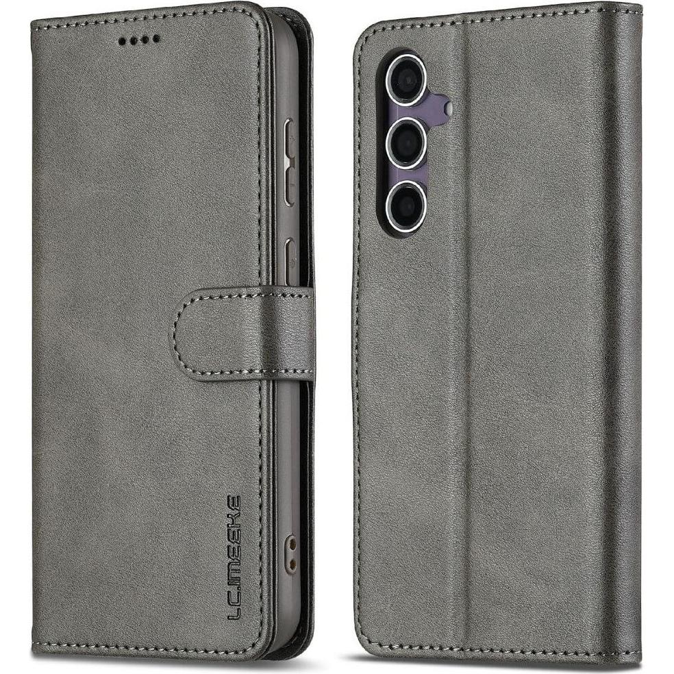 LC.Imeeke Galaxy S25+ Plus - Leder Etui Hülle (Samsung Galaxy S25+), Smartphone Hülle, Grau