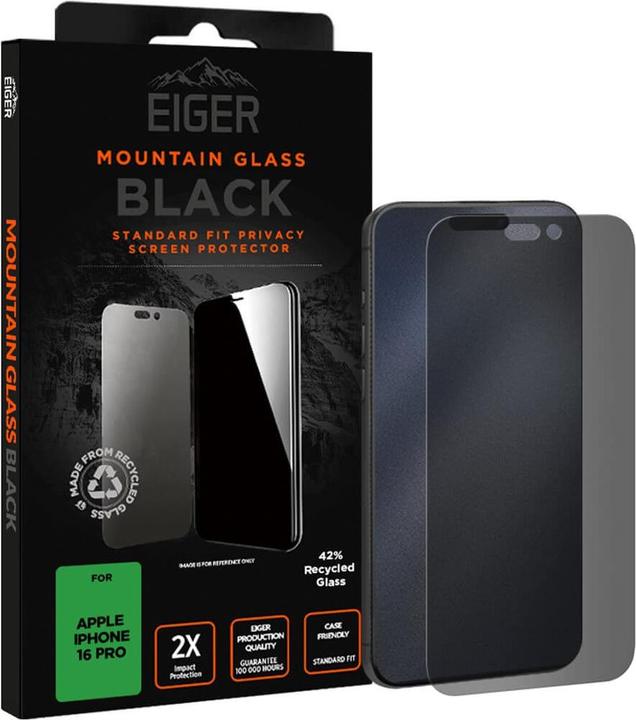 Actual product image Eiger Mountain Glass Black (1 Piece, Apple iPhone 16 Pro)