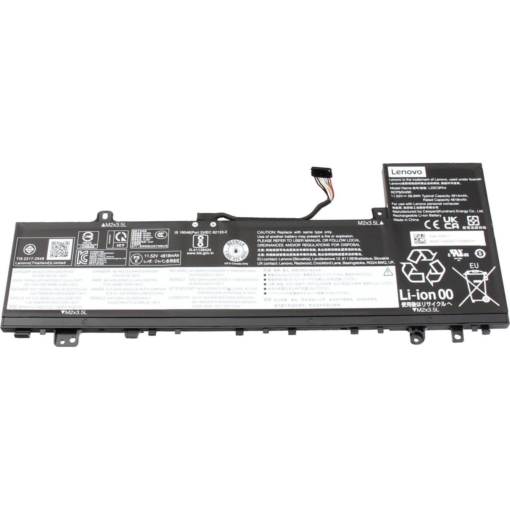 Lenovo 5B11K39356 (3 Zellen, 4914 mAh), Notebook Akku