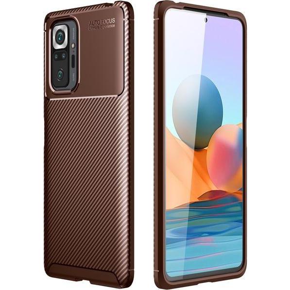 MU Style Carbon Fiber TPU Softcase Series (Xiaomi Redmi Note 10 Pro), Smartphone Hülle, Braun