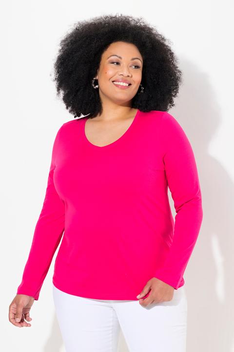 Produktbild Ulla Popken Shirt, Slim, V-Ausschnitt, Langarm (54)