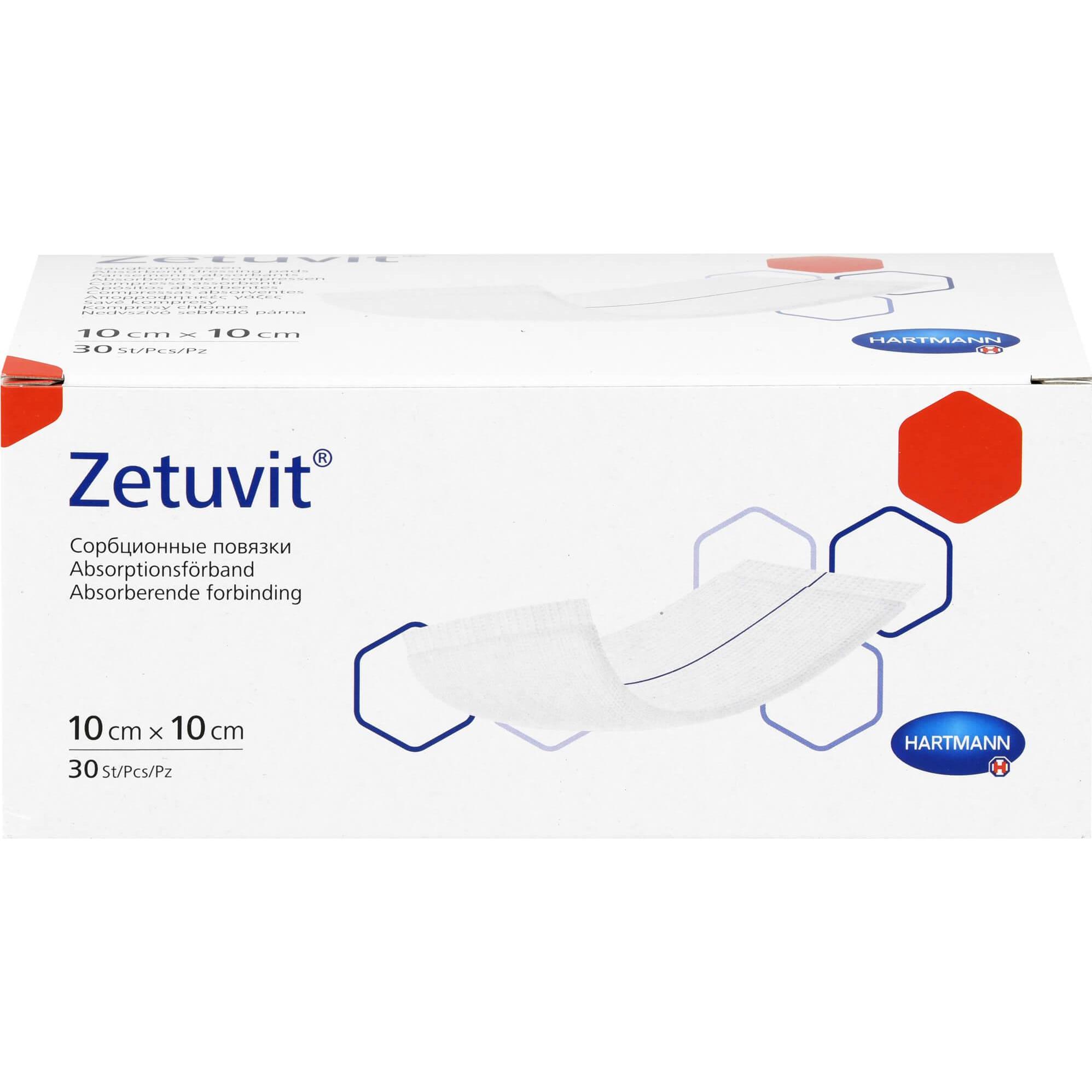 Zetuvit, Verbandsmaterial, Saugkompresse unsteril 10x10cm, 30 St KOM