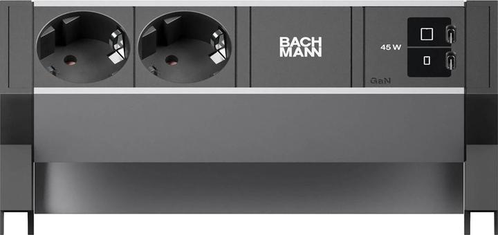 Actual product image Bachmann DESK2 ALU BLACK 2xCEE7/3 (2x, CEE 7/3, Type 13)