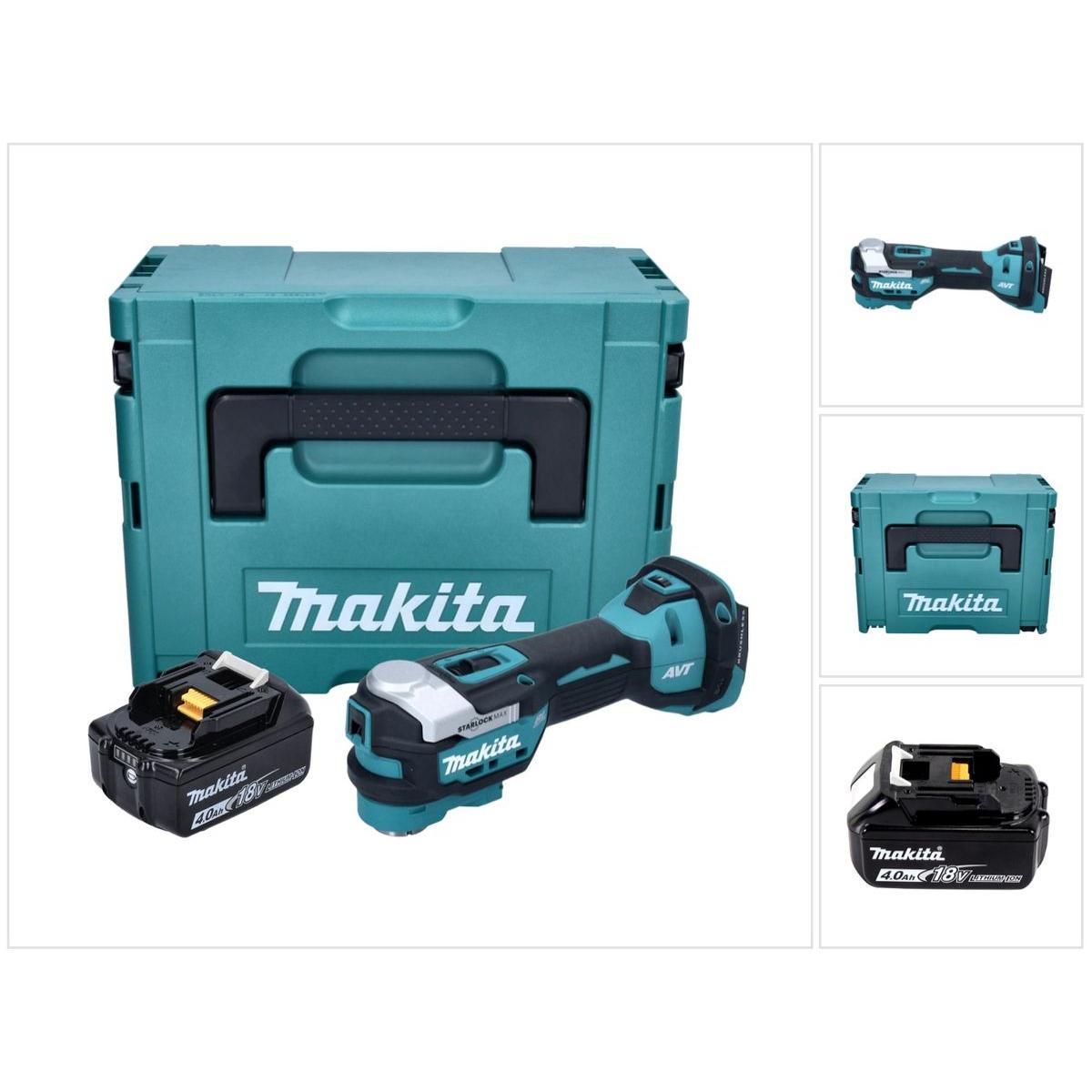 Makita, Multifunktionswerkzeug, DTM 52 M1J Akku Multifunktionswerkzeug 18 V Starlock Max Brushless + 1x Akku 4,0 Ah + Ma...