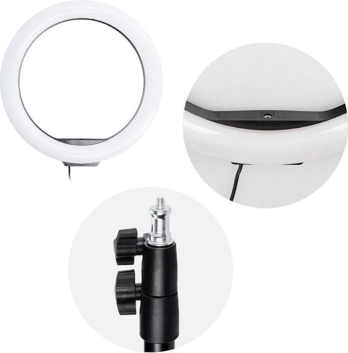 Actual product image Techonic Smart device OEM LED Ring Stream RGB lamp 12" FULL COLOR with holder for mobile + tripod black