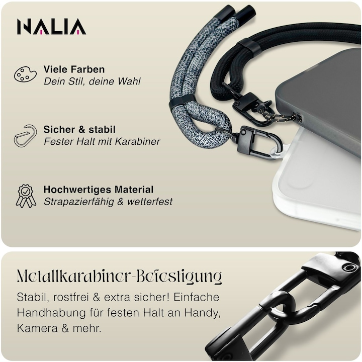 Produktbild Nalia Wristy Lanyard Handykette – Universal Trageband für Smartphones – Verstellbar, Soft & Elastisch