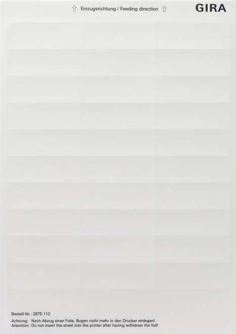 Actual product image Gira Labelling sheets 23.7 x 66.3 mm 2875112