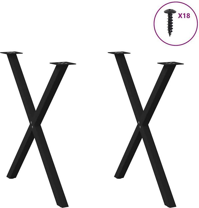 Produktbild vidaXL Esstischbeine X-Form 2 Stk. Schwarz 70x(72-73) cm Stahl Tischbein