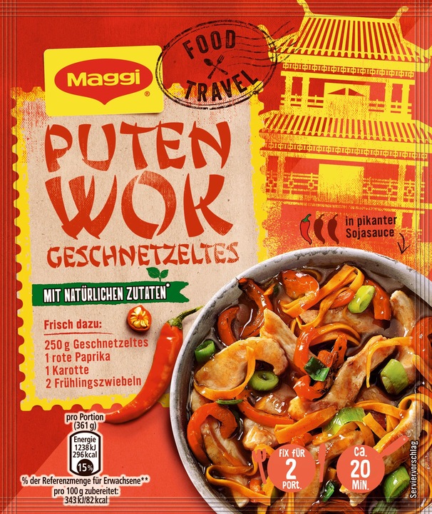 Produktbild Maggi FOOD TRAVEL FIX Puten Wok Geschnetzeltes (37 g)