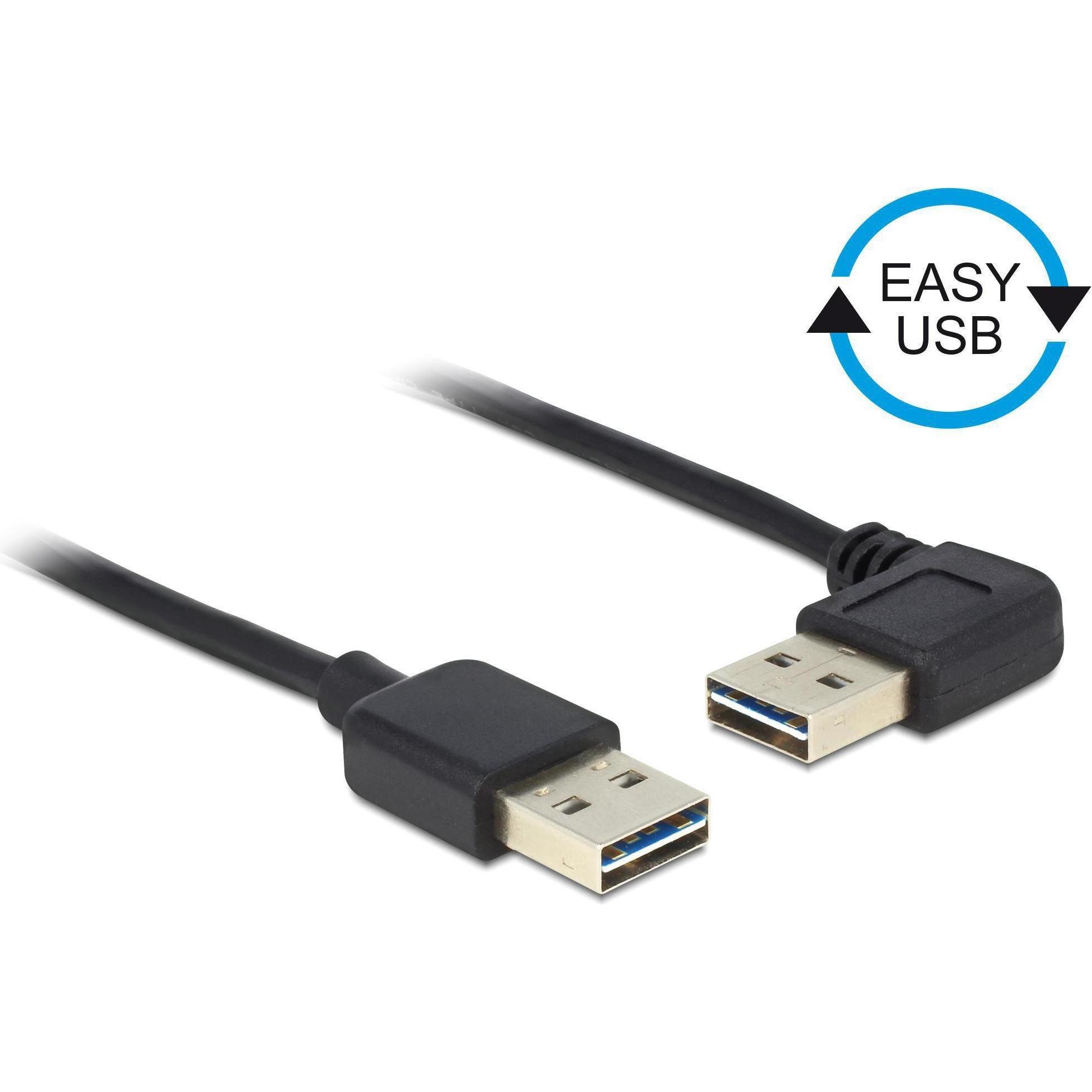 Thumbnail - Delock USB2.0-Kabel Easy A-A: 0.5m, schwarz (0.50 m, USB 2.0), USB Kabel