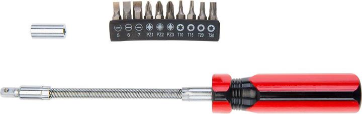 TOP Topex screwdriver with curved blade and a set of bits 39D122