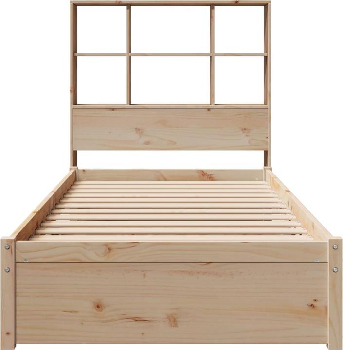 Produktbild vidaXL Massivholzbett Holzbett Bett mit Regal ohne Matratze 90x200cm Kiefernholz (90 x 200 cm)
