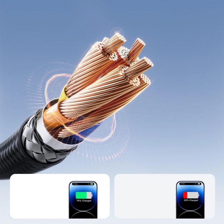 Actual product image Joyroom Flash Series Fast Charging USB-C to Lightning Cable 30W, 1m - Black (1 m, 30 W)