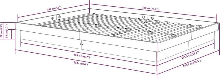 Produktbild vidaXL Bettgestell (140 x 200 cm)