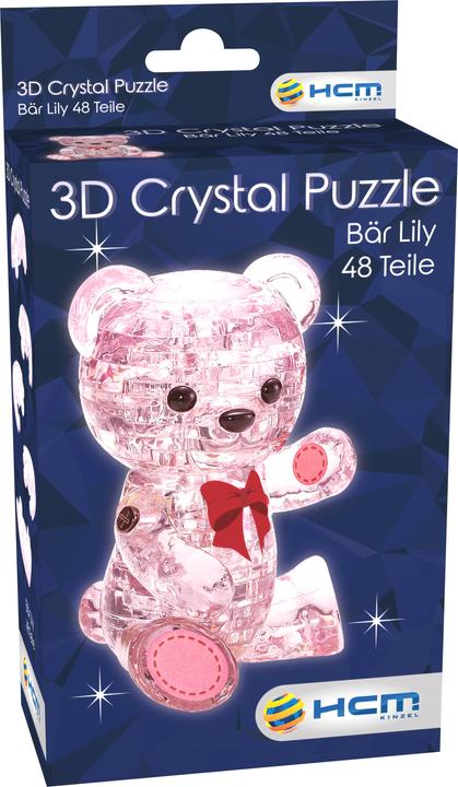 HCM Kinzel HCM59192 - Puzzle di cristallo: 3D Bear Lily - Rosa, 48 pezzi, da 14 anni (edizione DE) (48 pezzi)